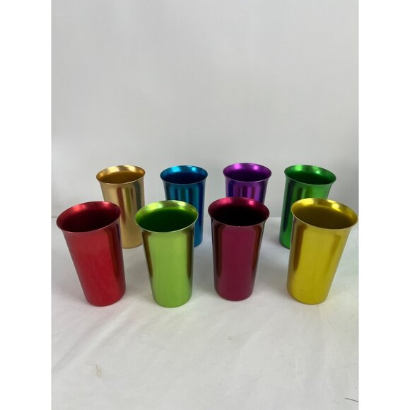 Color Craft Other - Set Of 8 Color Craft Aluminum Tumblers Metallic Red Green Blue Purple Gold